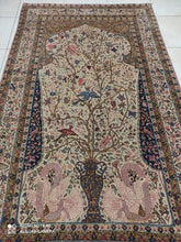 Charger l'image dans la galerie, TAPIS ANTIQUE Kerman Ravar Arbre de vie tissé main_230×130