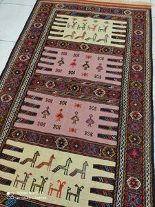 Kilim Khorassan brodé main n°19583_182×103