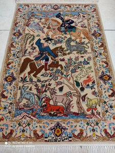 Tapis Ispahan fait main n°14265_107×72