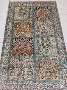 Tapis Cachemire soie noué main n°410_128×79