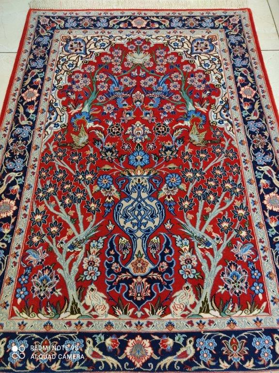 Tapis Ispahan fait main n°17853_143×100