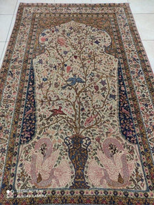 Tapis Antique Kerman Ravar Arbre de vie tissé main_230×130