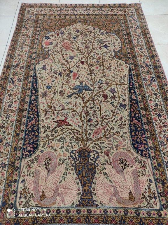 Tapis Antique Kerman Ravar Arbre de vie tissé main_230×130