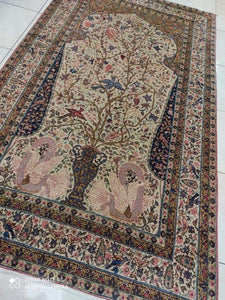 Tapis Antique Kerman Ravar Arbre de vie tissé main_230×130