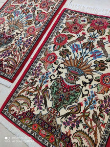 Paire 2 Tapis Ispahan noué main n°18027/18028_95×65