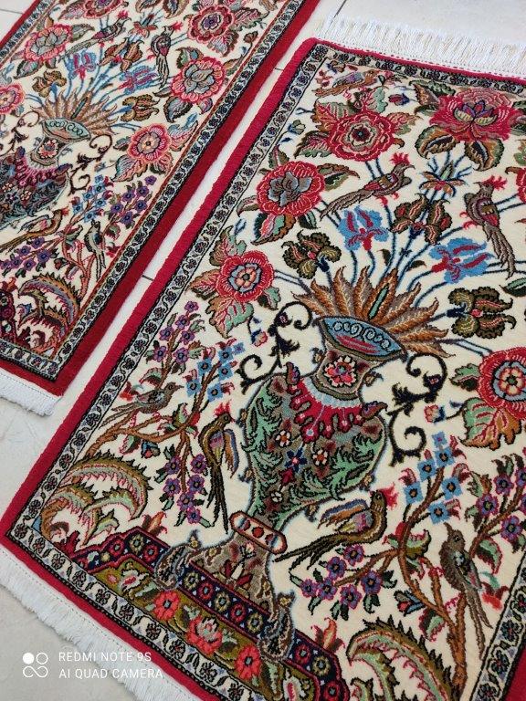 Paire 2 Tapis Ispahan noué main n°18027/18028_95×65