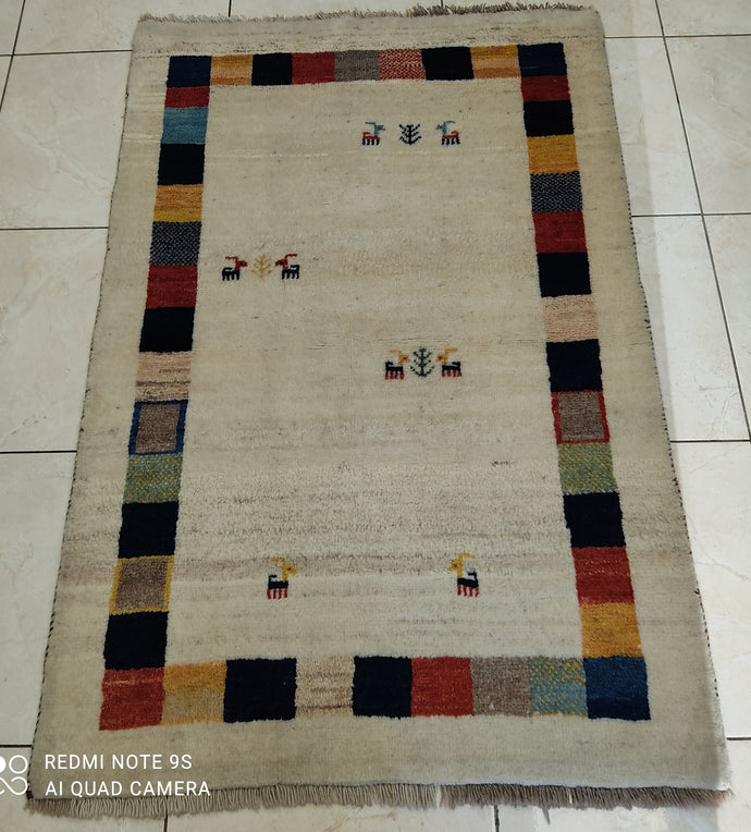 Tapis Gabbeh tissé main n°2700_148×096