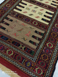 Kilim Khorassan brodé main n°19584_180×93