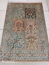 Charger l'image dans la galerie, Tapis Cachemire soie noué main n°46_120×80
