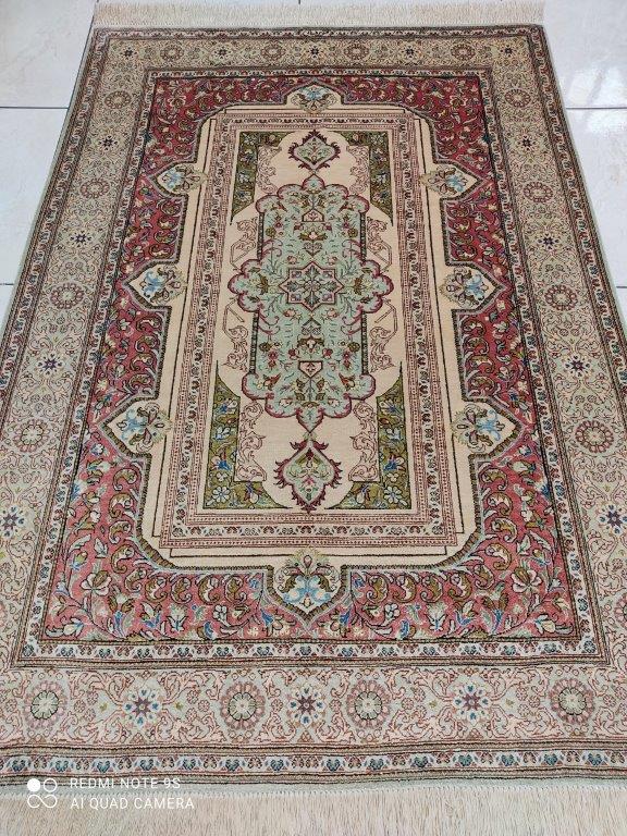 Tapis Ghom soie tissé main n°16478_145×100