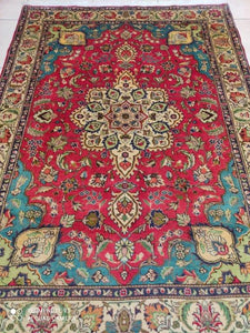 Tapis Antique Tabriz noué main n°19183_192×140