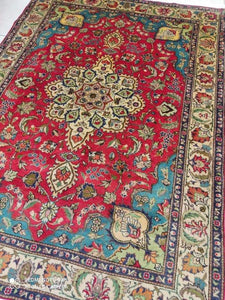 Tapis Antique Tabriz noué main n°19183_192×140