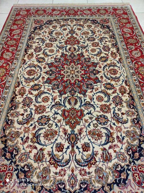 TAPIS ISPAHAN signé tissé main n°11790_236×150
