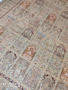 Tapis Cachemire soie tissé main n°55_302×212