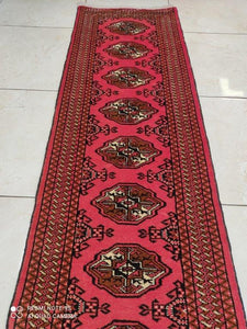 Tapis Torkaman tissé main n°1111_370×52