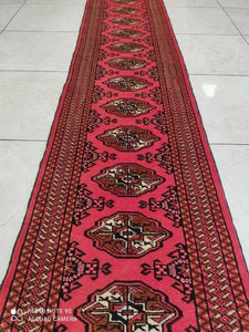 Tapis Torkaman tissé main n°1111_370×52