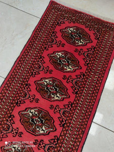 Tapis Torkaman tissé main n°1111_370×52