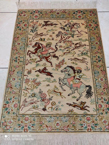 Tapis soie Ghom fait main n°18583_84×60