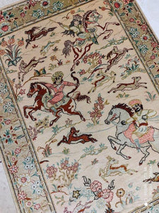 Tapis soie Ghom fait main n°18583_84×60