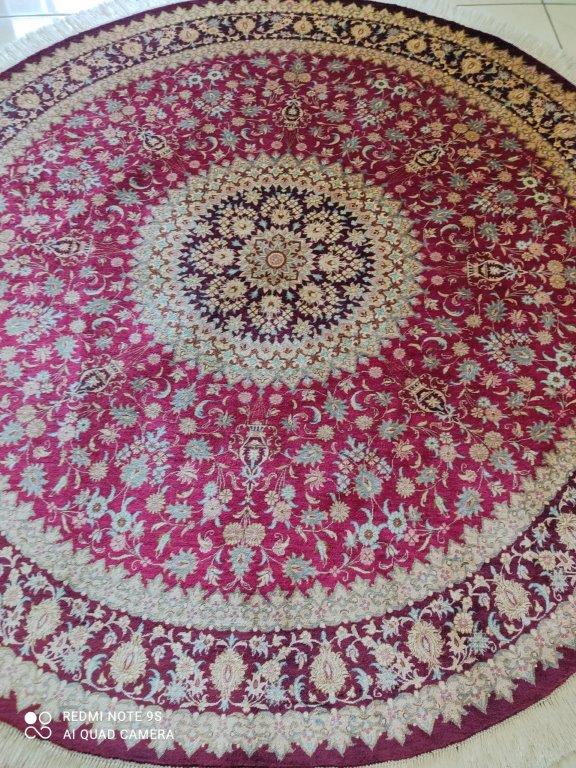 Tapis rond Ghom soie tissé main n°18571_148×148