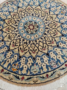 Tapis rond Nain noué main n°19205_78×78