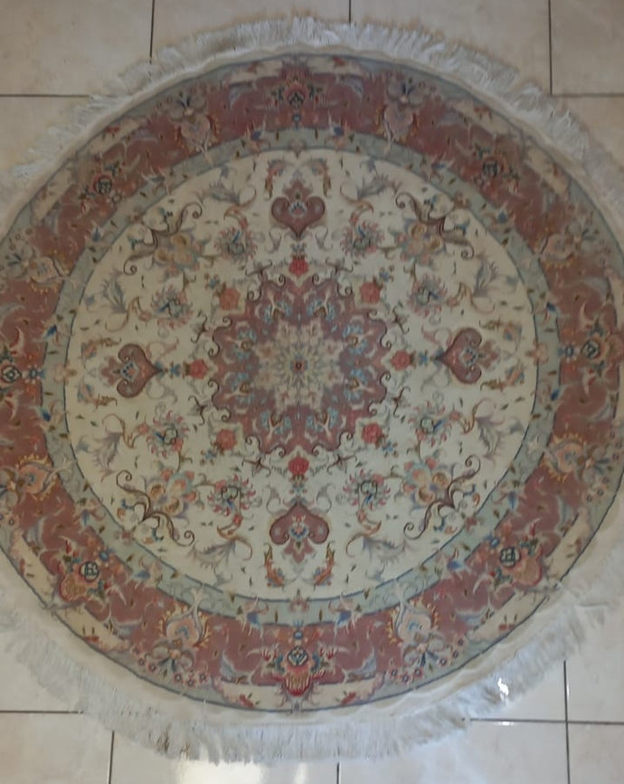 Tapis rond Tabriz tissé main n°16311_150×150